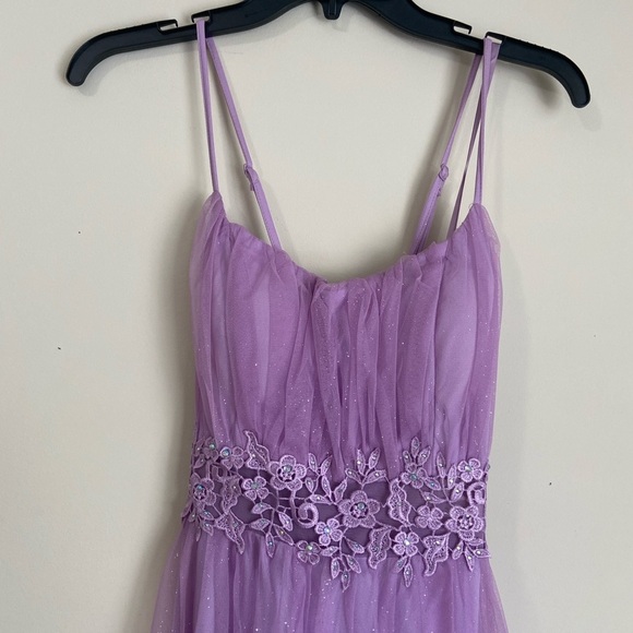 City Triangles Elegant Lavender Evening Gown Prom Dress Tulle Embroidered Floral - Picture 5 of 16